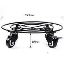 Load image into Gallery viewer, Amagabeli 2pcs X 14in Metal Plant Caddy Heavy Duty Iron Potted Plant Stand With Wheels Round Flower Pot Rack on Rollers Dolly on Wheels Indoor Outdoor Planter Trolley Casters Rolling Coaster Black
