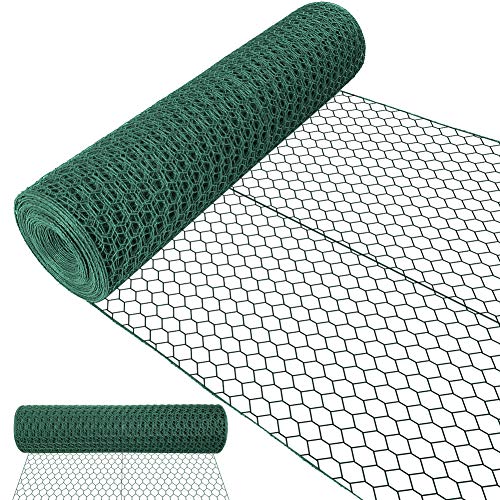 Amagabeli 0.75M x 25M Grillage à Poule Cloture25.4mm Grillage Poulailler Jardin RAL6005 PVC Maille Fine Hexagonal Bordures Jardin Grillage Triple Torsion Voliere HC05